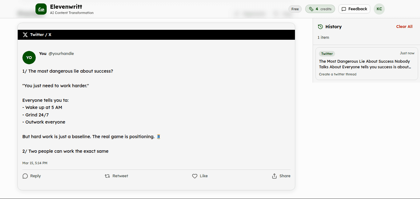 ElevenWritt generating cross-platform content